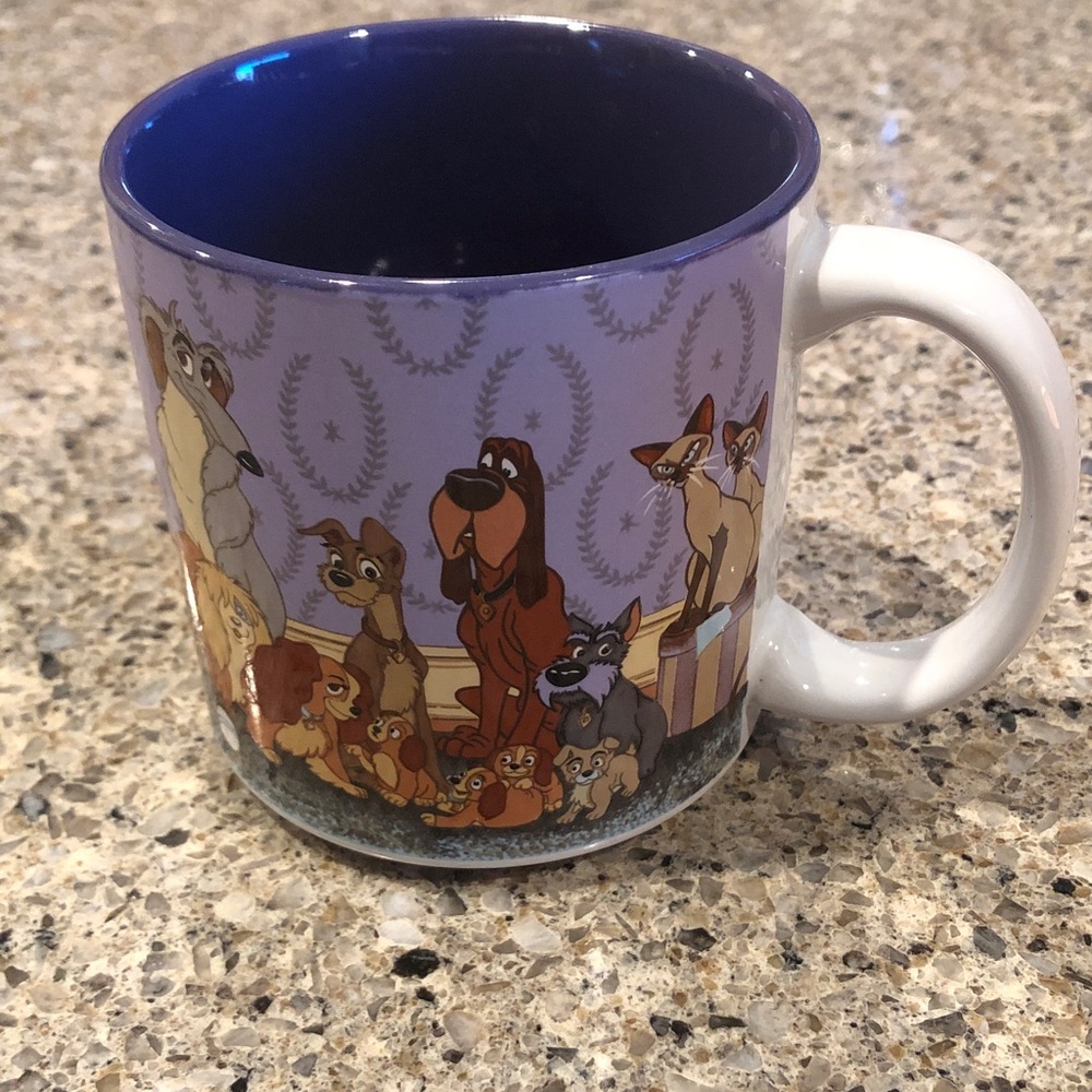Lady and the Tramp Ceramic Coffee Mug Vintage Purple Accent Disney Japan